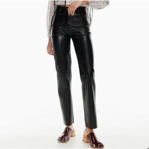 Aritzia Wilfred Melina Pants Black Vegan Leather Straight Leg  Size 4